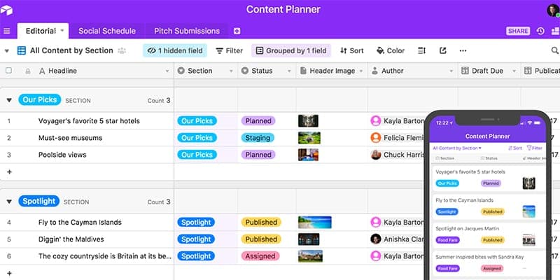 Airtable tool as alternative to google spreadsheet