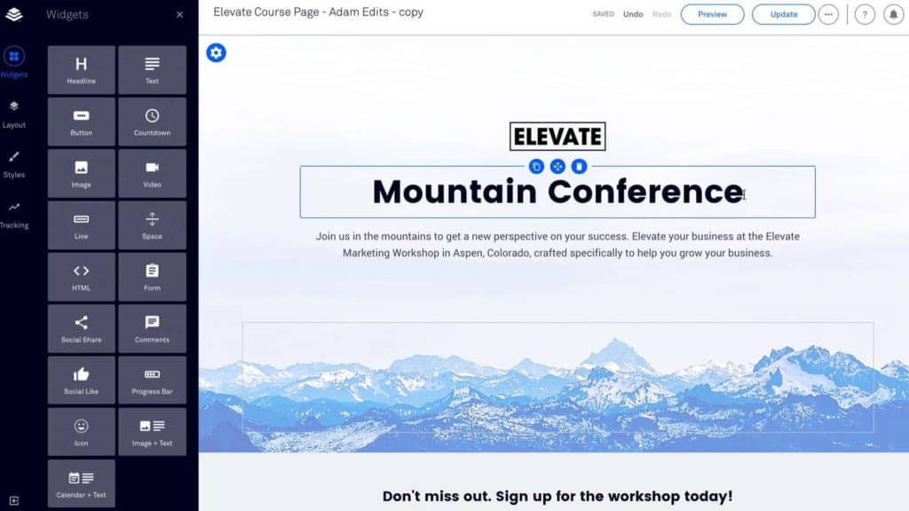 Instapage landing page builder screenshot