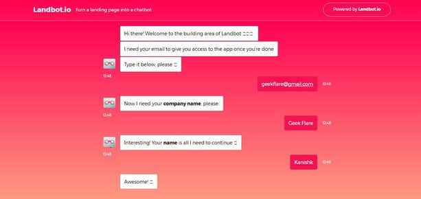 Landbot.io growth tool to create a chatbot