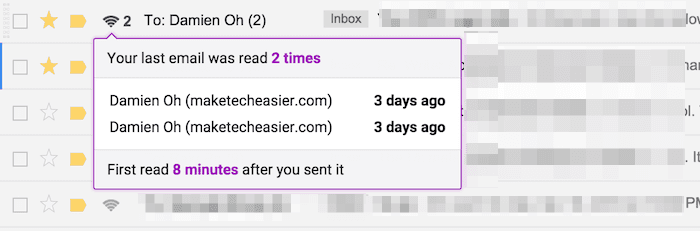 MixMax email tracking screenshot