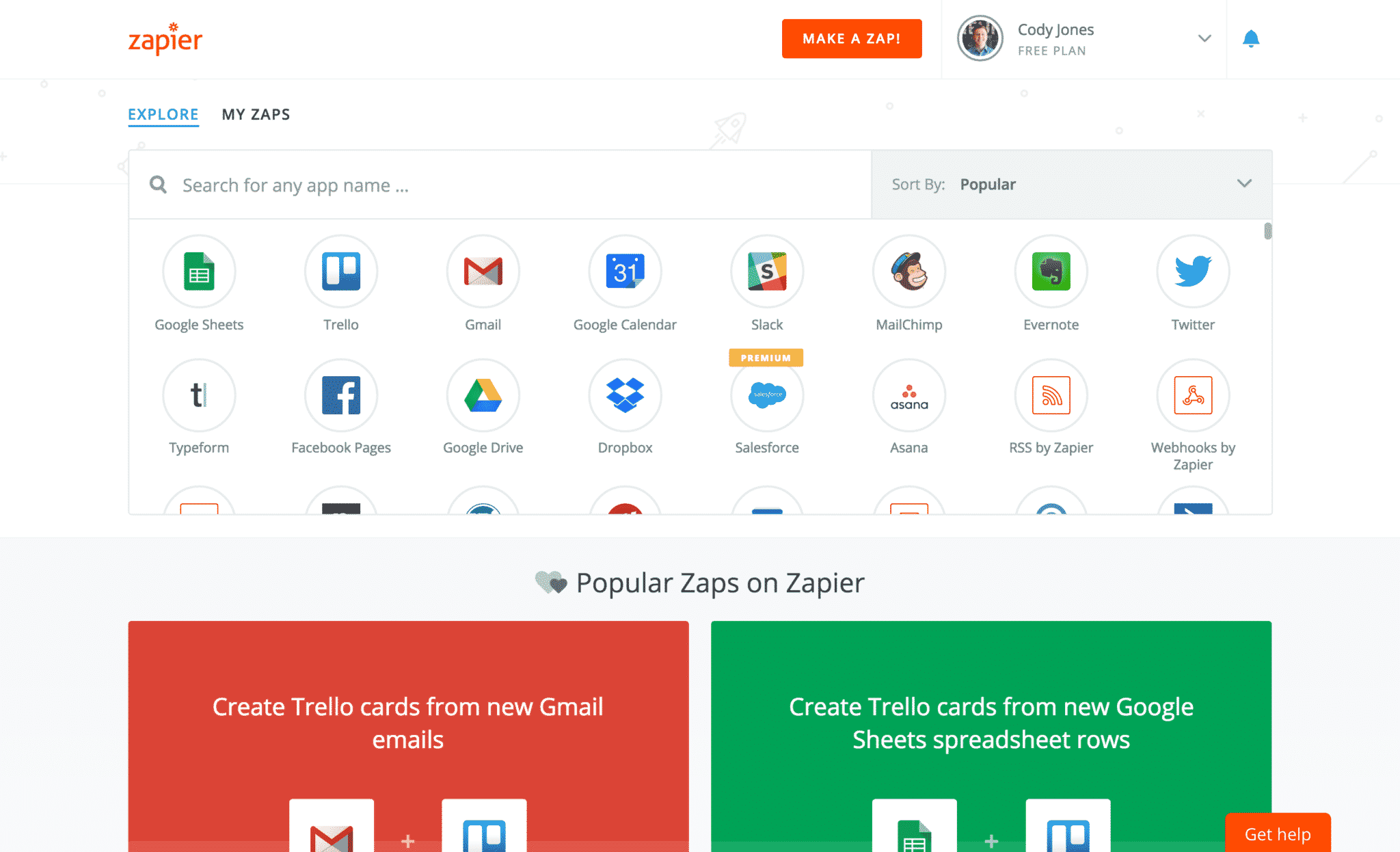 Zapier tool to connect different growth hacking tools
