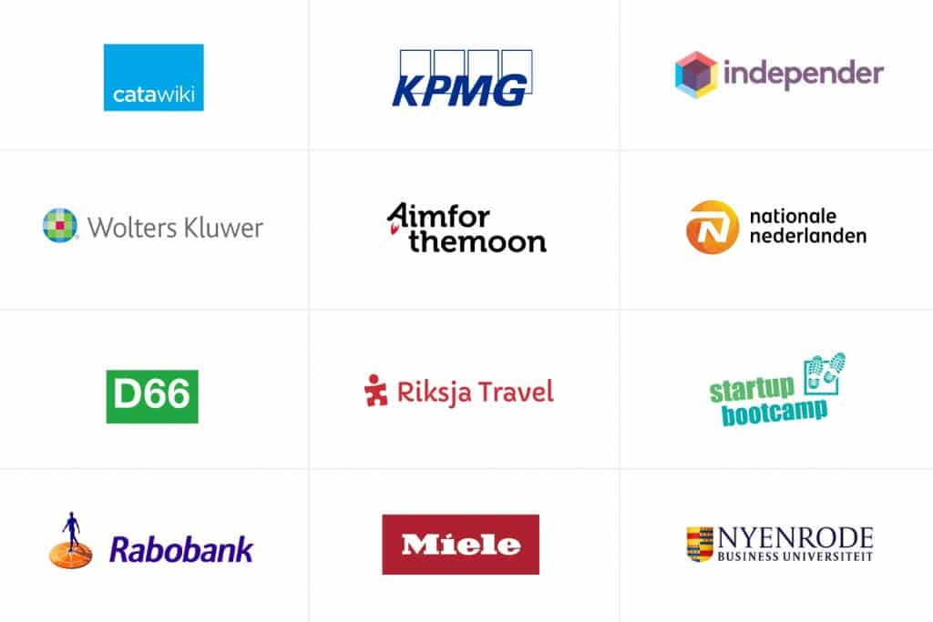 Client logos of companies trained by Ward van Gasteren
