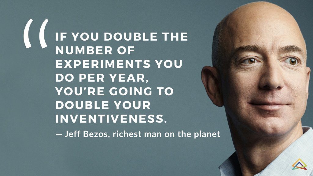 Jeff Bezos Quote If You double the number of experiments you do per year you're going to double your inventiveness. Growth mindset